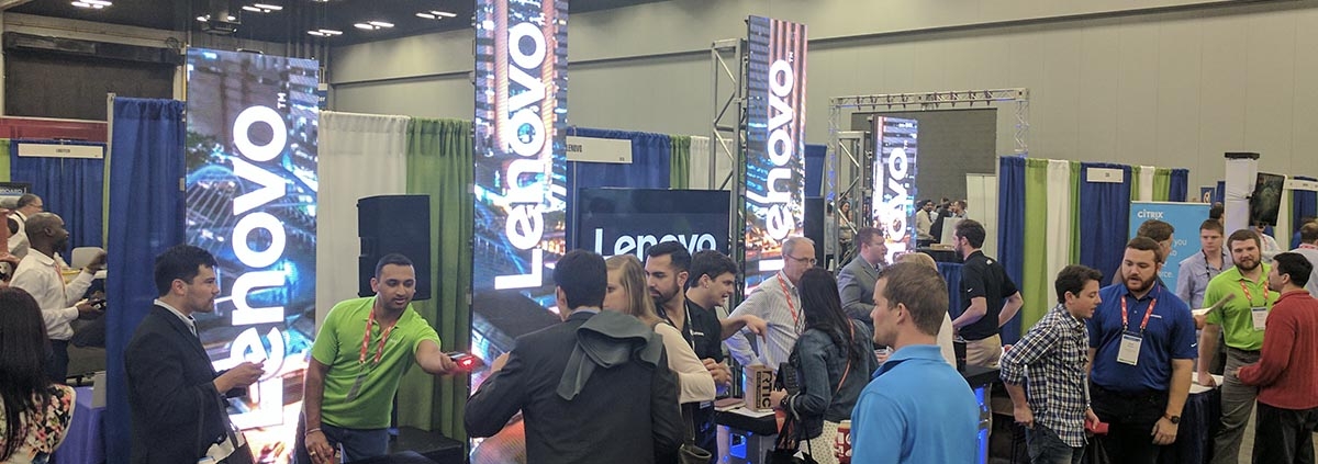 fort worth led screen rental at an indoor tradeshow booth