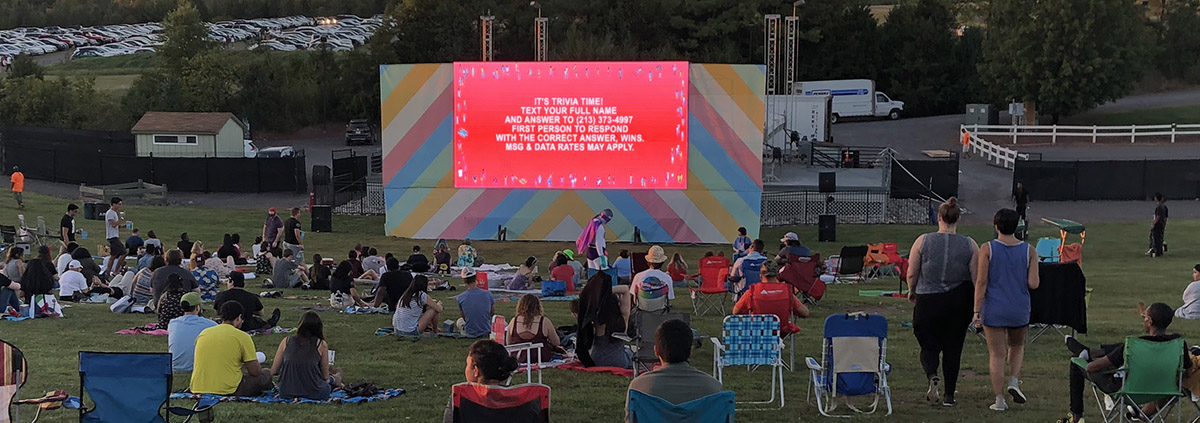 led screen rentals in washington dc displaying a movie night to a crowd